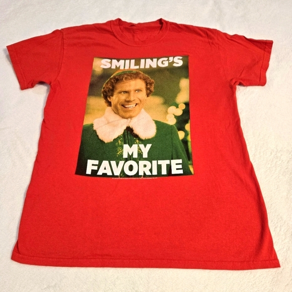 Elf Movie Will Ferrell Smiling's My Favorite Red Christmas T-shirt Unisex Medium - Picture 1 of 10